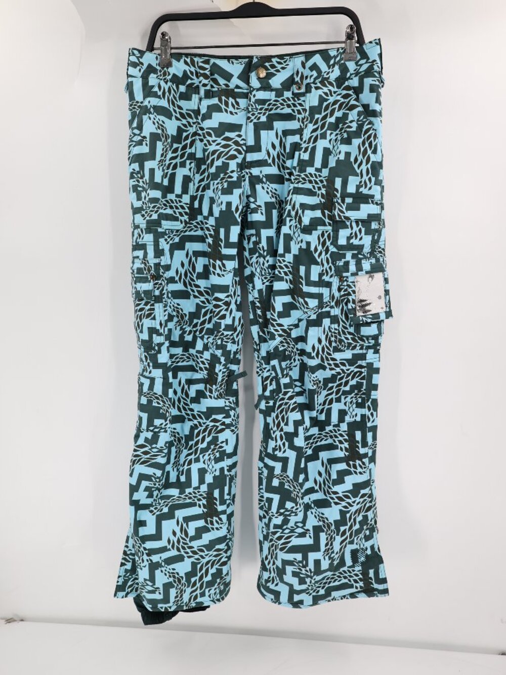 Burton Blue & Black Geometric Print Boot-Cut Snow Pants